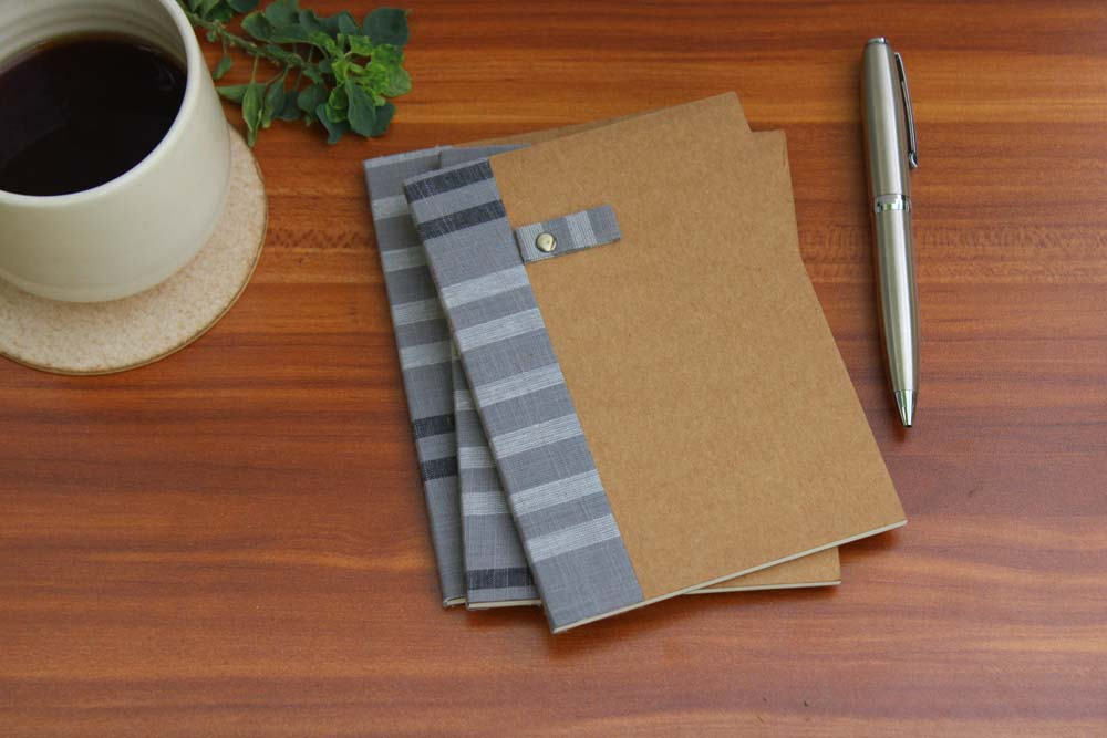 A6 Paperback Notebook - Set of 3 (Grey Double Lines)