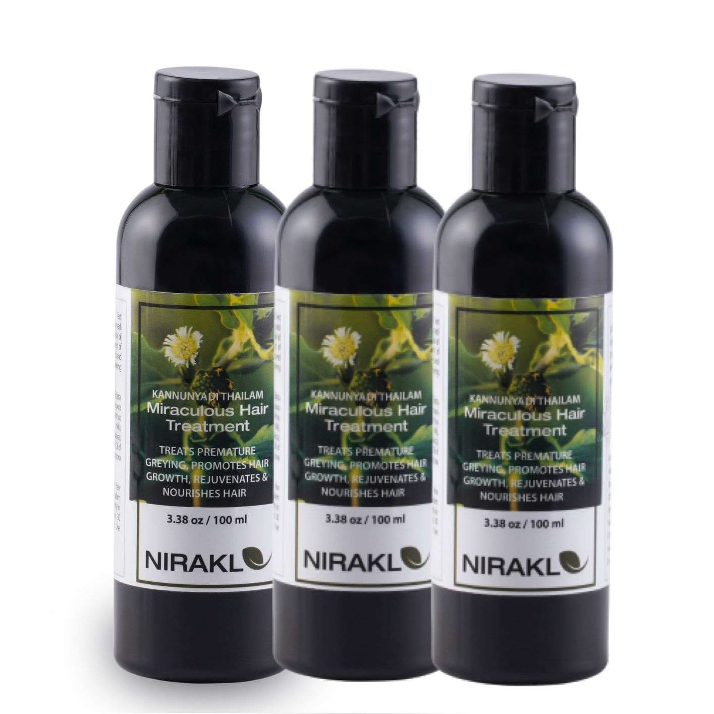 Miraculous Hair Oil Value Pack | Nirakle Kannunyadi Tailam | Rejuvenates & Nourishes Hair (pack of 3) (100 ml x 3)