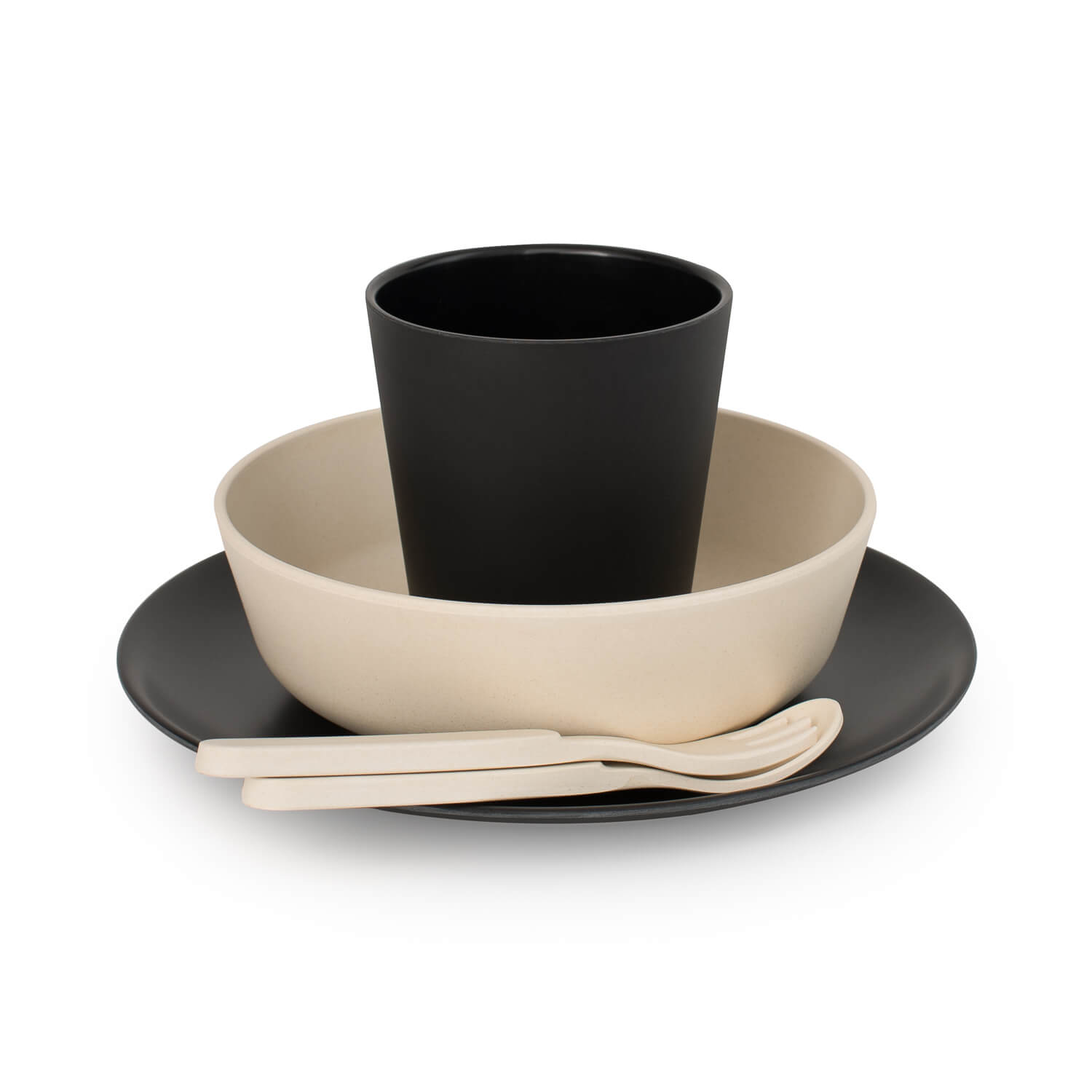 5 Piece Children’s Bamboo Dinnerware - Monochrome