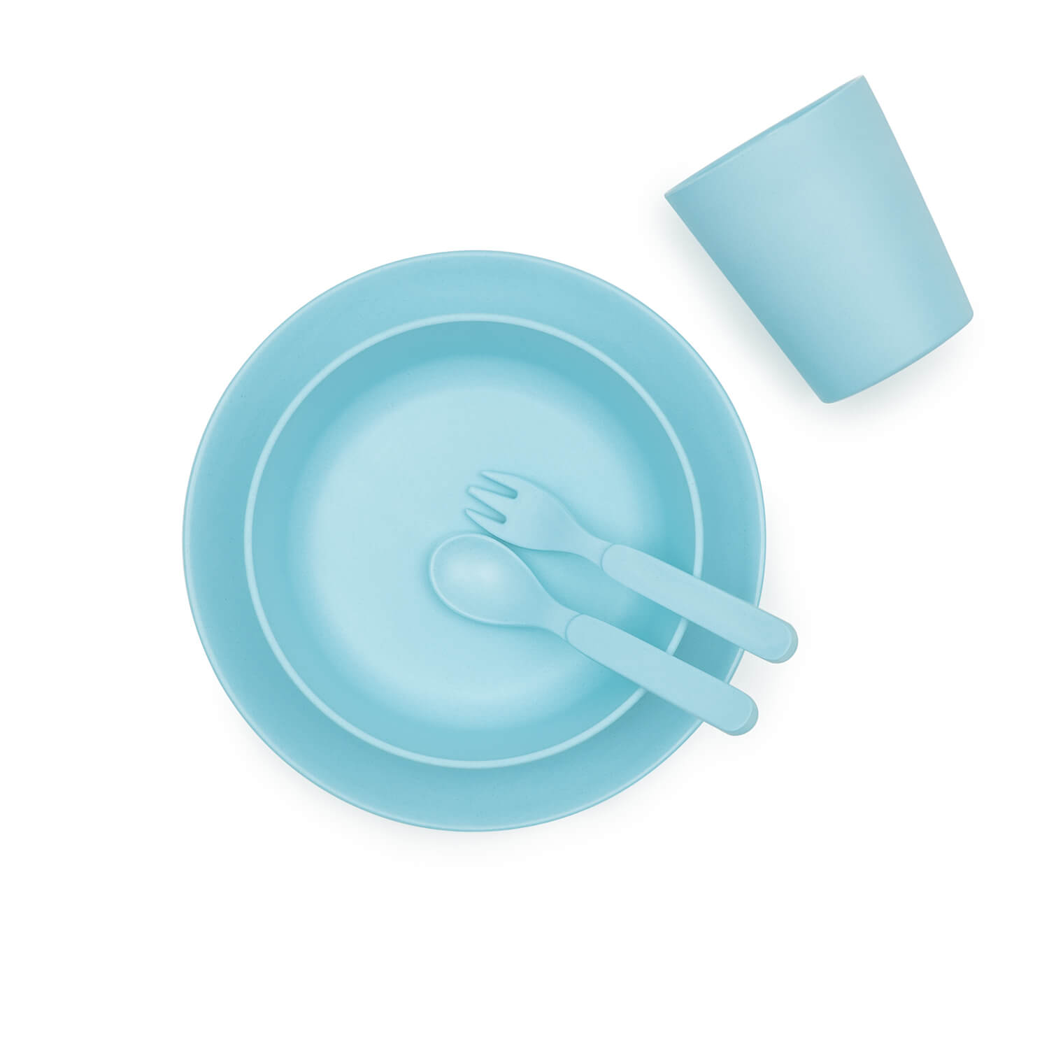 5 Piece Children’s Bamboo Dinnerware - Pacific Blue