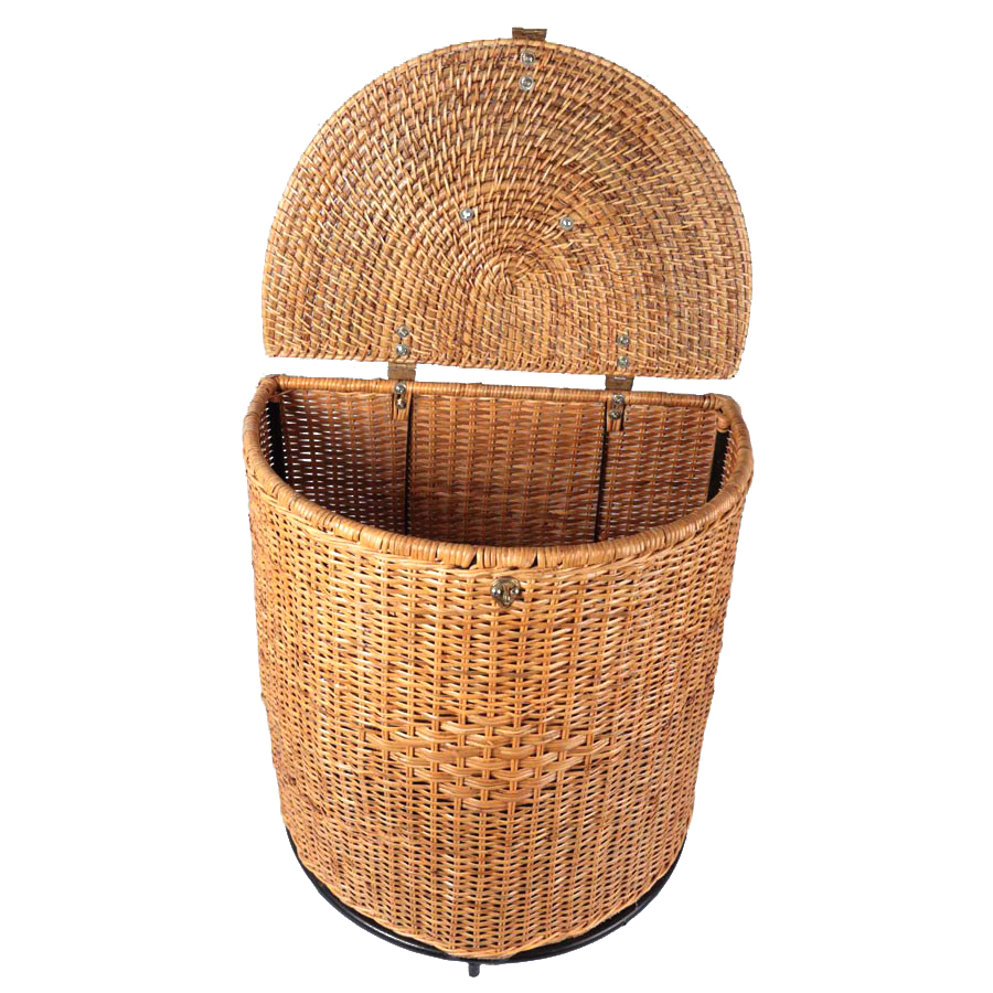 Traditional Cane Laundry cum Storage Basket (Semi Circle, Height: 21