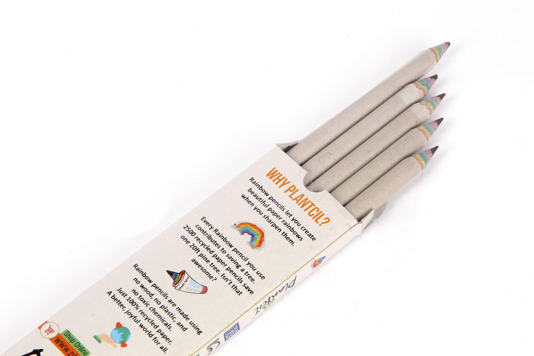 Eco-friendly Rainbow Pencil (Pack of 10 pencils with Free Sharpener and Eraser)