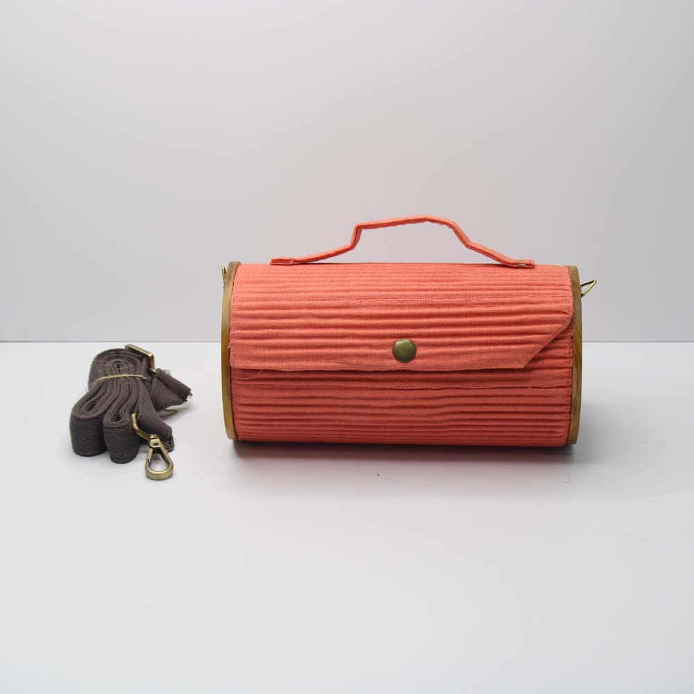 Round Sling Bag/Clutch Single Sleeve (Solid Coral)