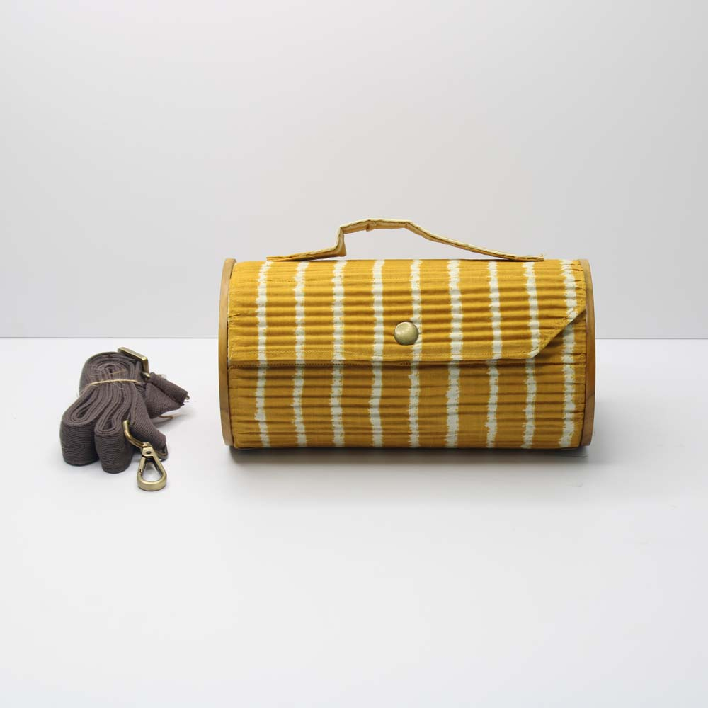 Round Sling Bag/Clutch Single Sleeve (Yellow Single Lines)