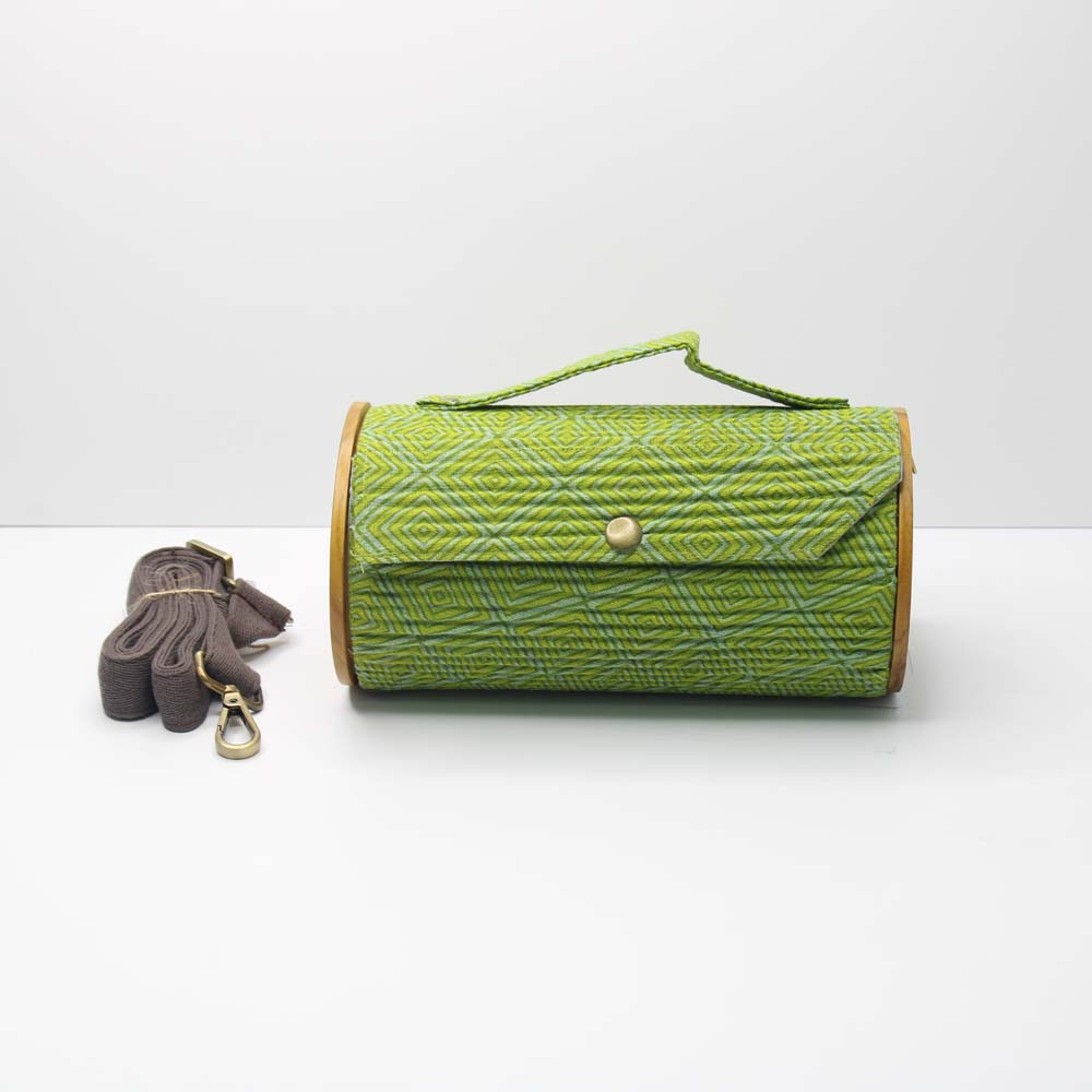 Round Sling Bag/Clutch Single Sleeve (Geometric Green)