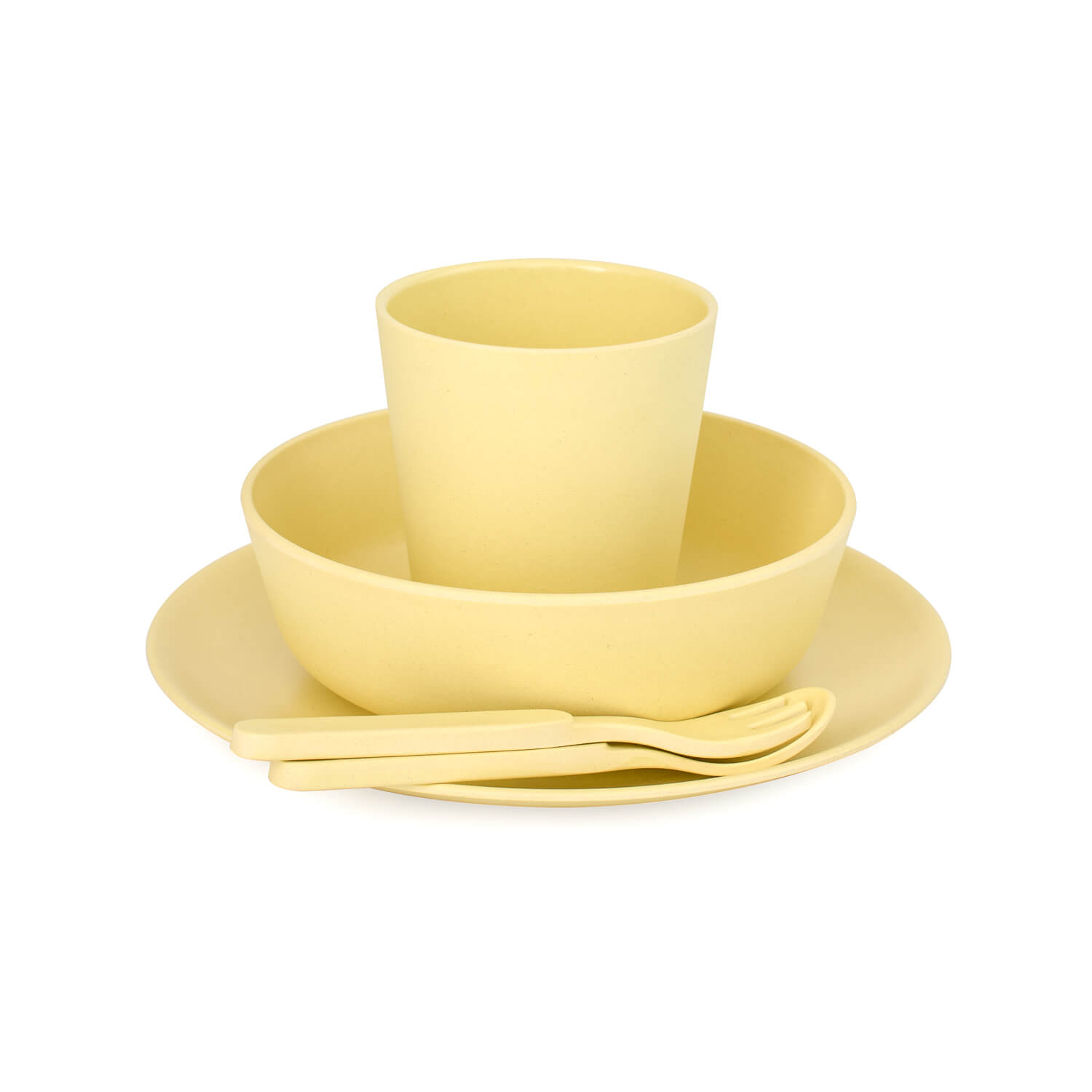 5 Piece Children’s Bamboo Dinnerware - Sunshine Yellow