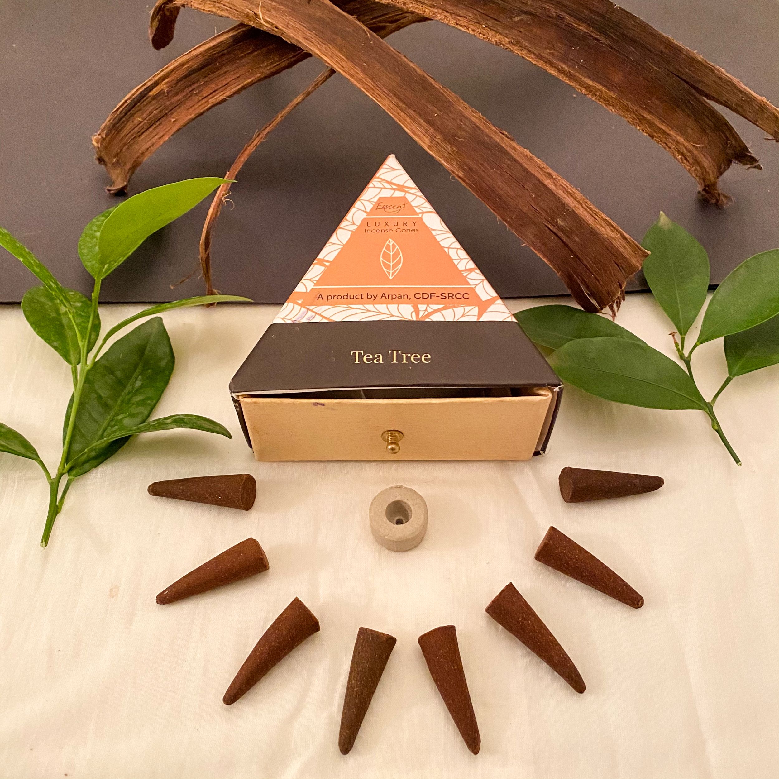 ESSCENT-Tea Tree Incense Cones- 30 cones with one holder