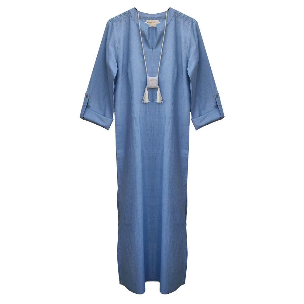 Wisdom Long Tunic Cotton Kurta-Indigo