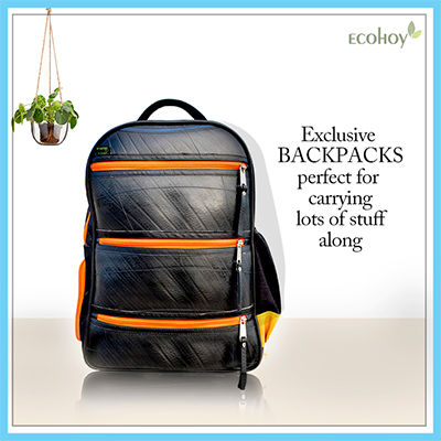 recycled tire tube backpack